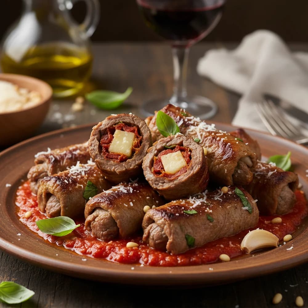 Tender Beef Involtini in Aromatic Tomato Sauce